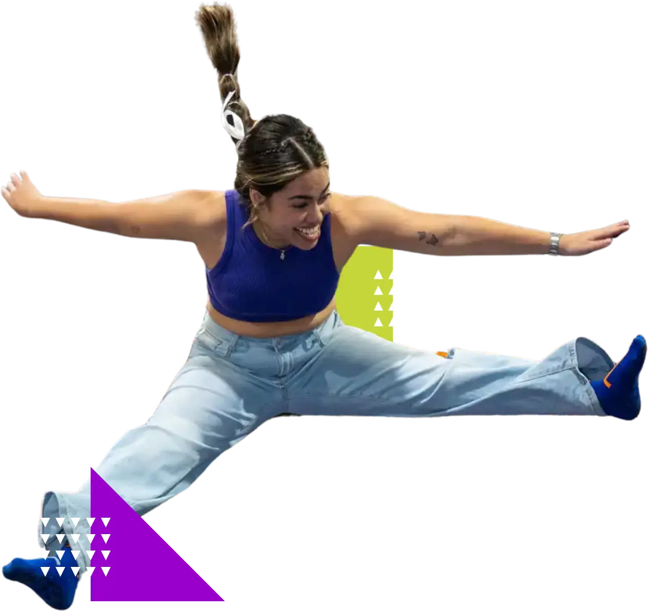 woman jumping on a trampoline park